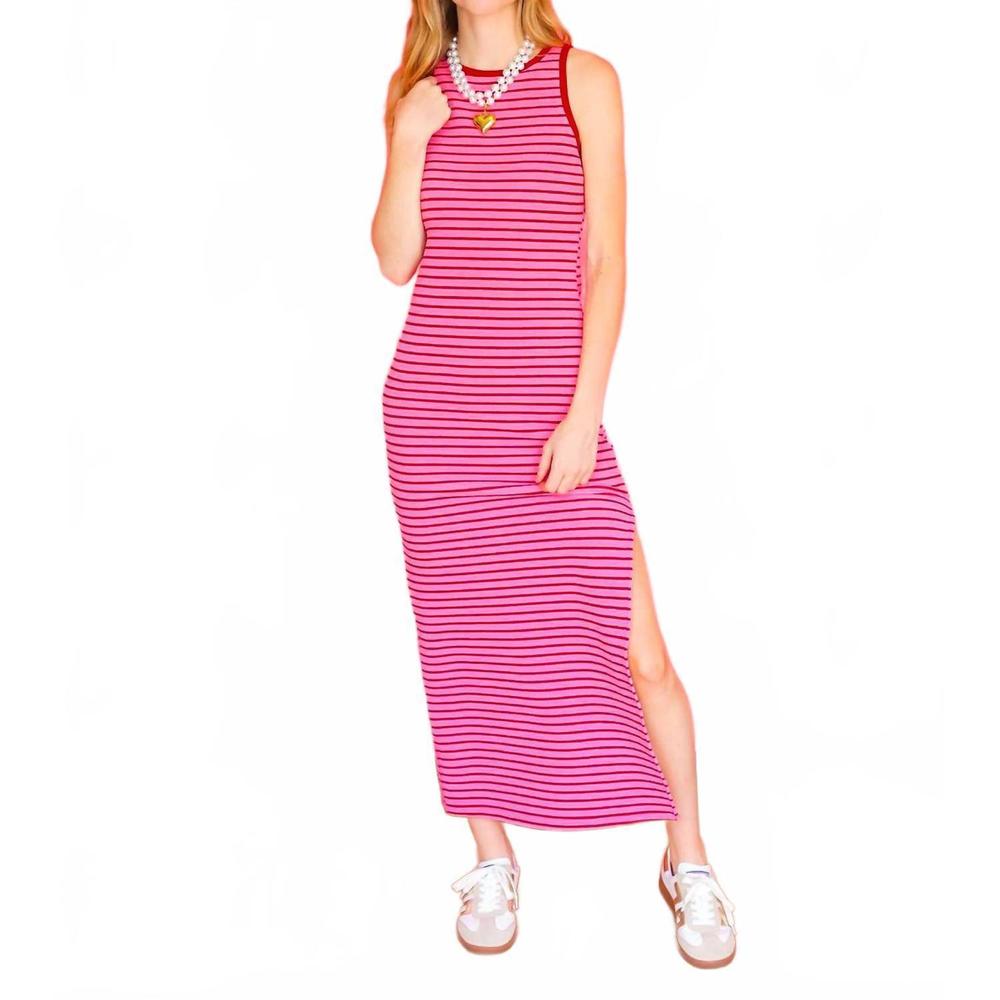 Karlie Pink Striped Maxi Dress